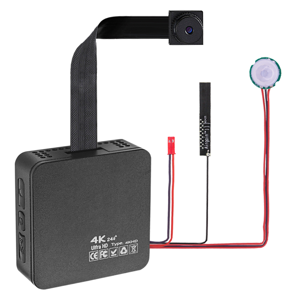 LAN 4K камера PIR сензор за тяло Камера Мини камера Видеорекордер Скрит шпионин Малък миниатюрен домашен преносим за наблюдение с детекция на движение за дома/на открито/правоприлагането/полицай