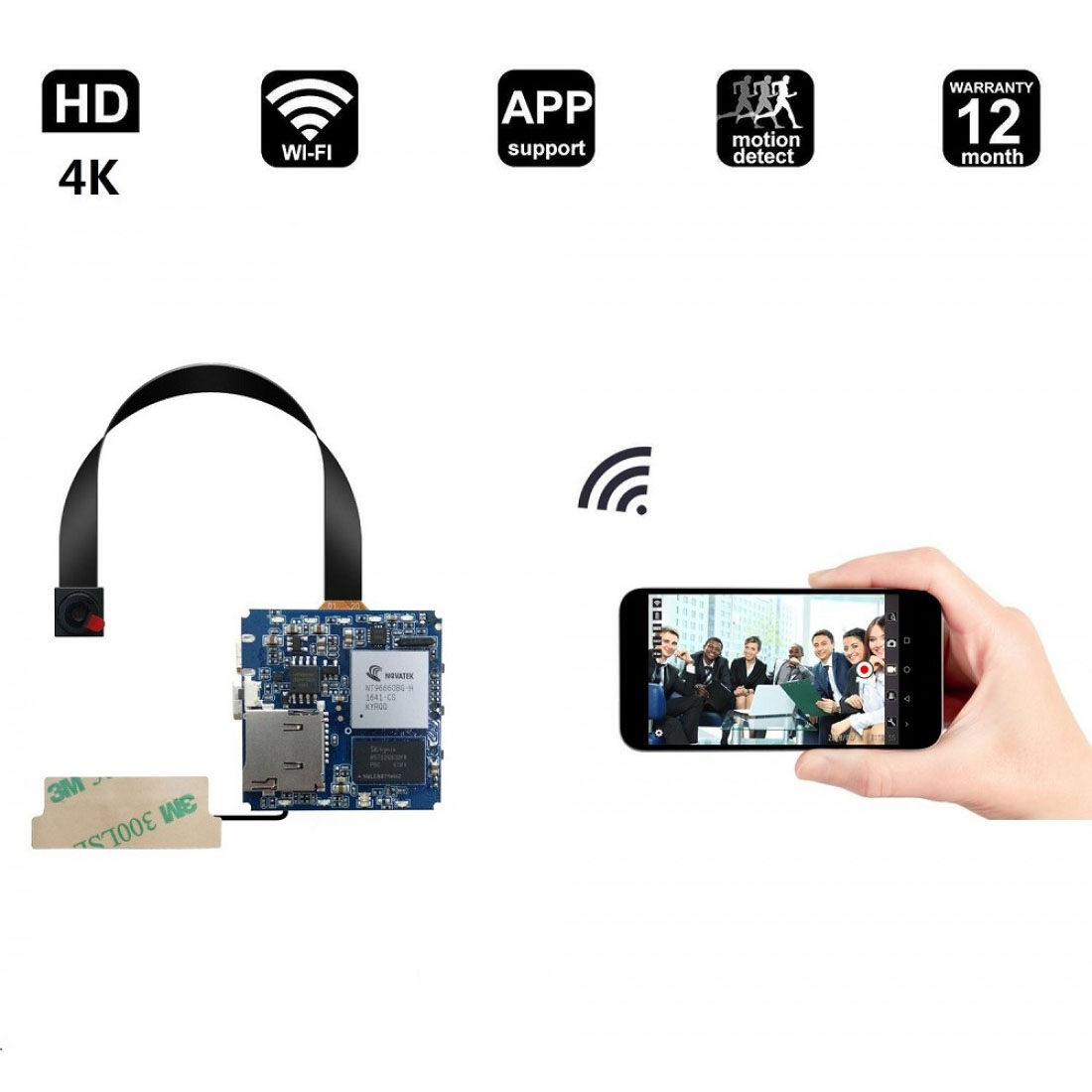 4K mini kamera, Full 1080p HD rejtett kamera, vezeték nélküli WIFI [Mozgásérzékelés, barkácskamera, alkalmazásvezérlés] Nanny cam |Otthon, gyerekek, baba, kisállatfigyelő kamera