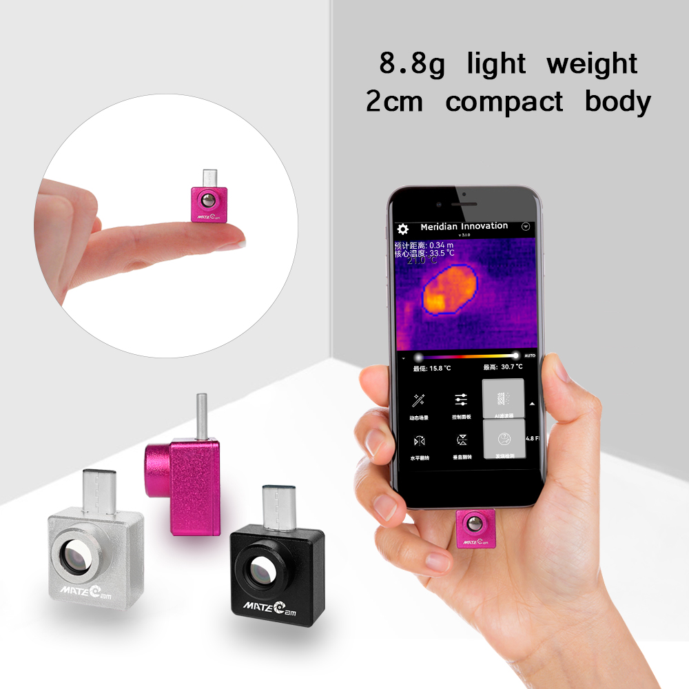 2023 MATECam HI Nejnovější termokamera Android, podpora termokamery pro nahrávání videa a fotografie, 10 barevných palet, termokamera pro Smartphone Infračervená termokamera (barva náhodná)