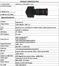 4k@60fps FHD 미니 Wifi 망원경 IP 카메라, IMX258 50mm 10x 광학 줌 렌 레코더(배터리 없음 X9용), 휴대 용이